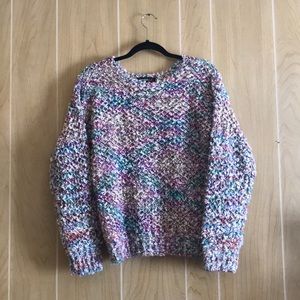 VTG Loubella Women's Small Rainbow Colorful Speckled Chunky Knit Sweater